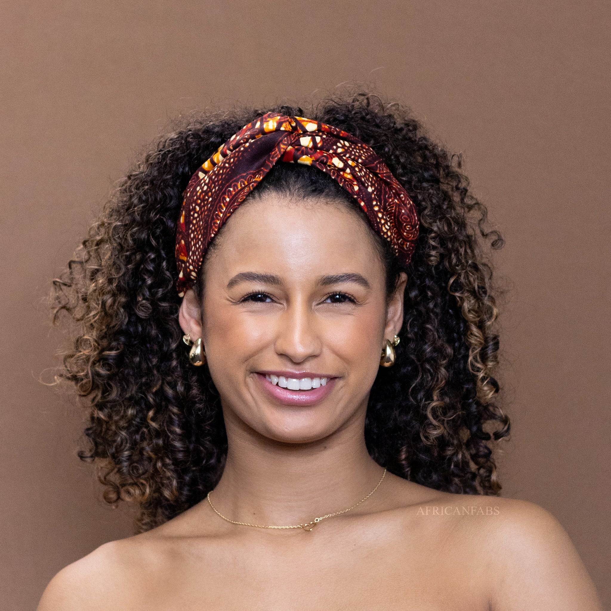 Bandeau imprimé africain - Adultes - Accessoires pour cheveux - Brun / Bronze branches