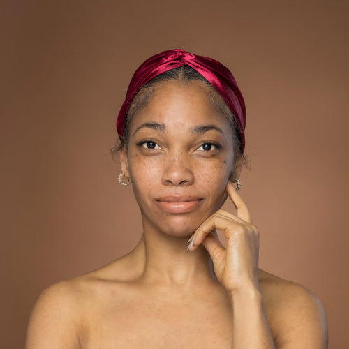 Rouge Bandeau en Satin avec Twist - Accessoire Cheveux pour Adultes