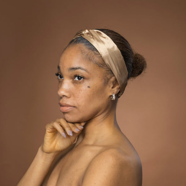Khaki Satin Headband with Twist - Adult Hair Accessory