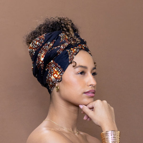 Afrikanisches Kopftuch / headwrap - Schwarz Paisley