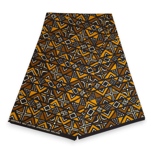 Afrikanisches Kopftuch / headwrap - Braun Bogolan Geometry
