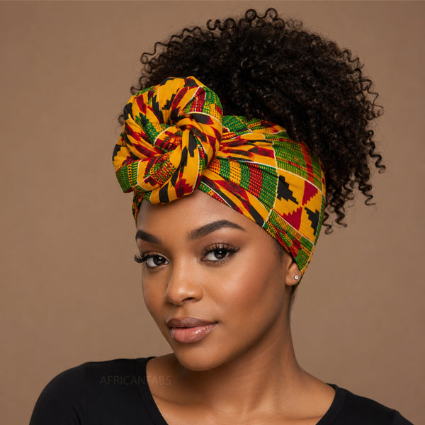 African headwrap - Red Yellow Kente Print Ghana