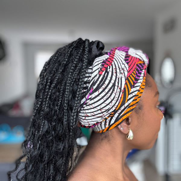 African headwrap - Orange & Purple Concentric Circle