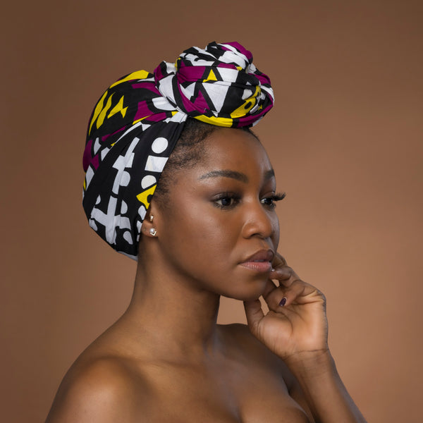 African headwrap - Purple Yellow Samakaka