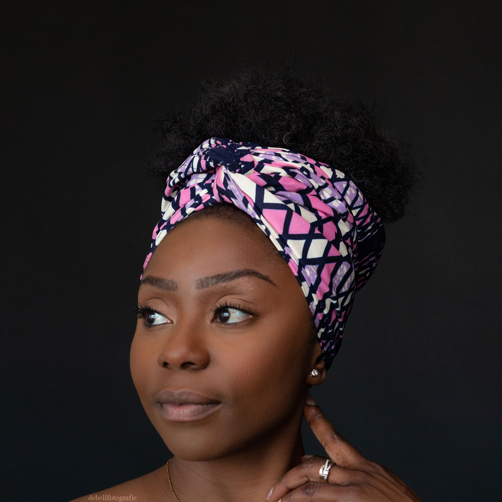 Afrikanisches Kopftuch / headwrap - Weiß / rosa