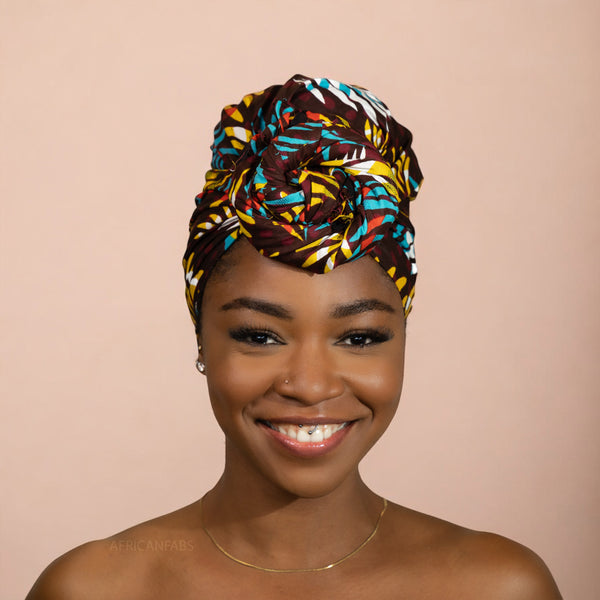 Afrikanisches Kopftuch / headwrap - Multicolor Feathers 