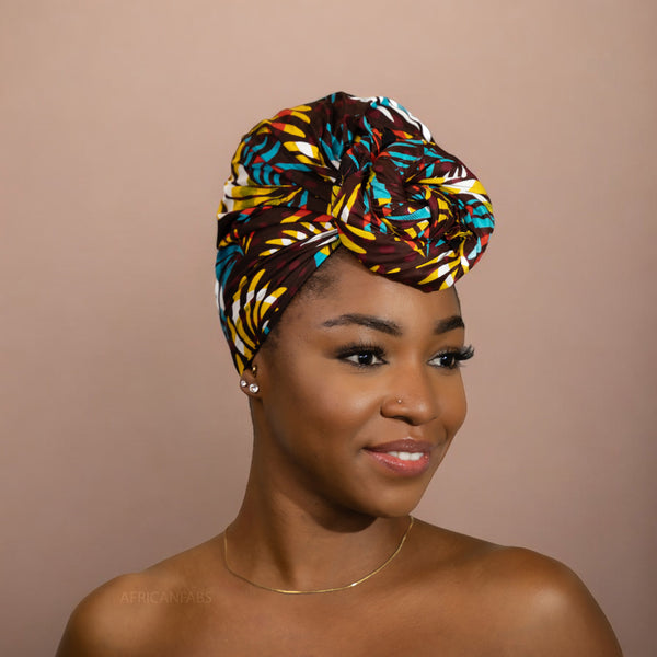 Afrikanisches Kopftuch / headwrap - Multicolor Feathers 