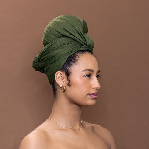 Dunkelgrün armee grün Kopftuch - Turban aus dehnbarem Jersey-Gewebe