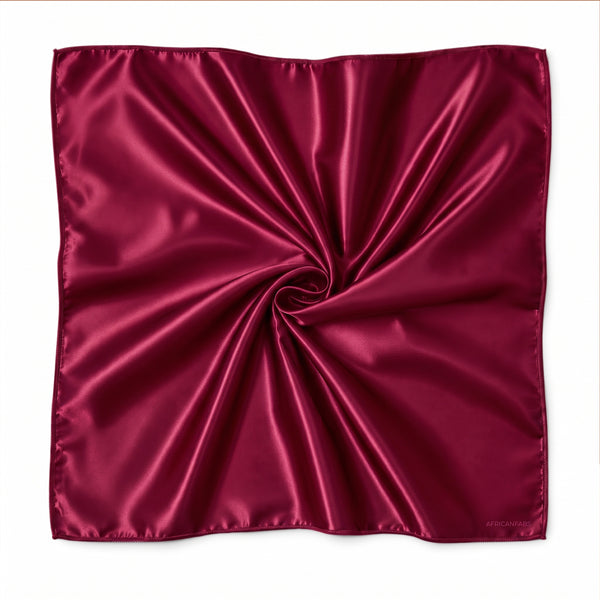 Foulard Carré en Satin Rouge / Bandana / Foulard de Tête - 90 x 90 cm
