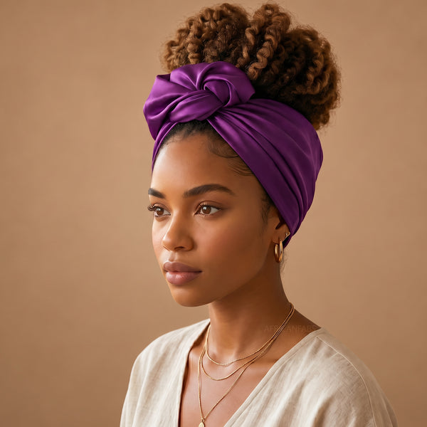Purple Satin Square Scarf / Bandana / Headwrap 90 x 90 cm
