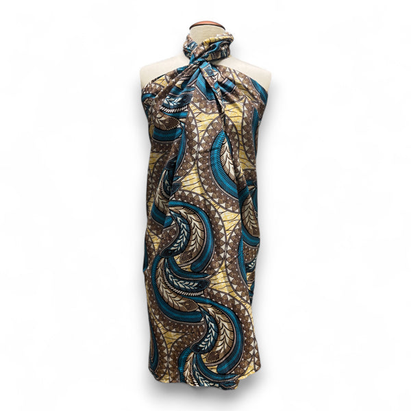 Sarong / Pareo - Baumwoll-Strandbekleidung Wickeltuch / Babytragetuch - Beige Blau Feather