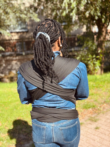 African Print Baby Carrier / Baby sling / baby wrap - Beige Blue Feather