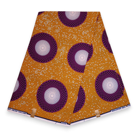 Afrikanischer Stoff - Orange Lila Circles - 100% Baumwolle