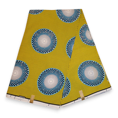 African Wax print fabric - Yellow Circles