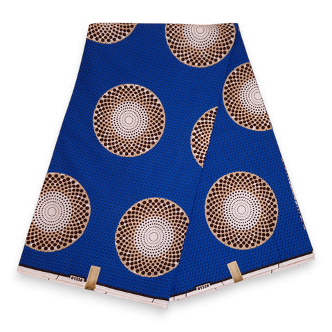 African Wax print fabric - Blue Circles