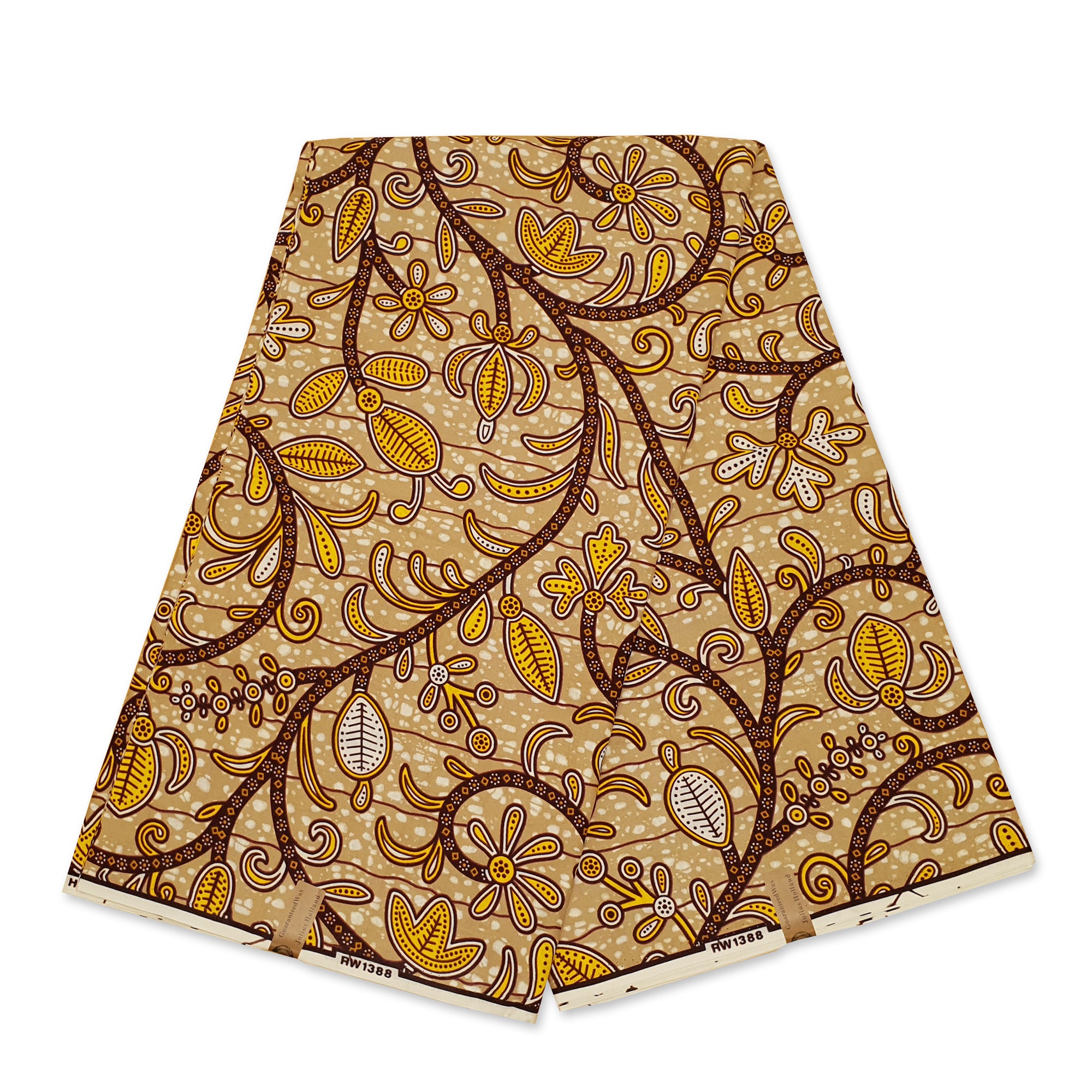 African Wax print fabric - Beige and Brown Ancient Forest Vines - 100% cotton