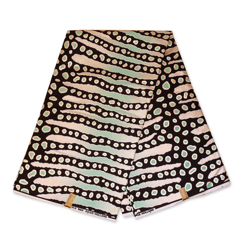 Tissu africain / tissu wax - Noir Turquoise Mud cloth / Bogolan stripes ** Metallic Special **