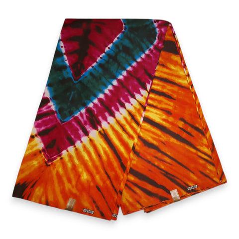 Tissu africain / tissu wax - Orange Tie Dye - Polycoton