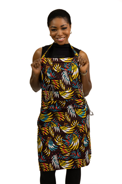 African print Apron - Multicolor Feathers