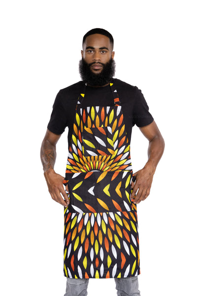 Tablier imprimé africain - Noir sunburst