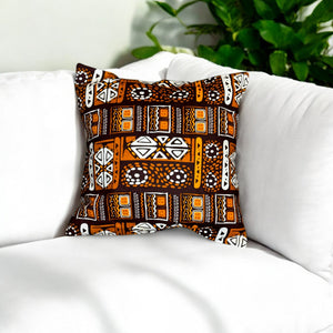 African pillow cover | Brown Patterns Bogolan - Decorative pillow 45x45cm - 100% Cotton