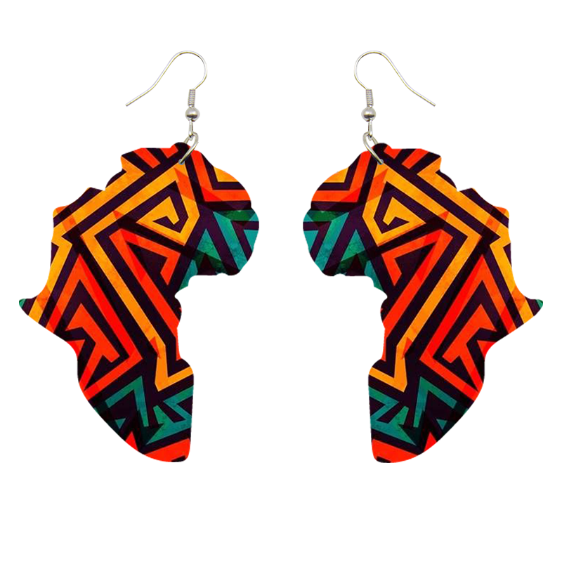 African print Earrings Multicolor Geometrical African Continent