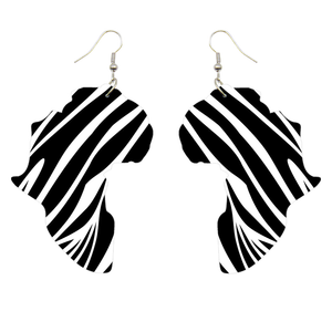 African Continent shaped Earrings Black / white