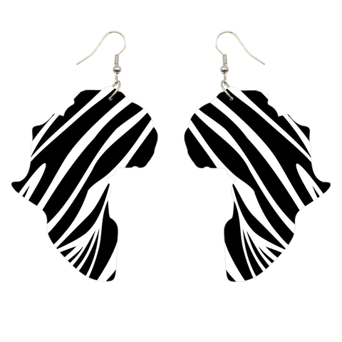 African Continent shaped Earrings Black / white