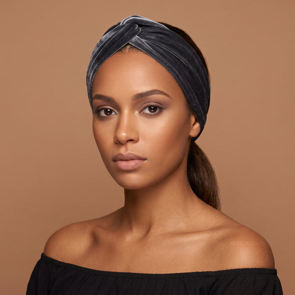 Flexible Metal Wire Headband - Grey Velvet