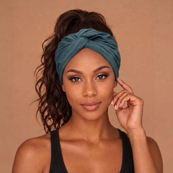 Flexible Metal Wire Headband - Teal Bamboo