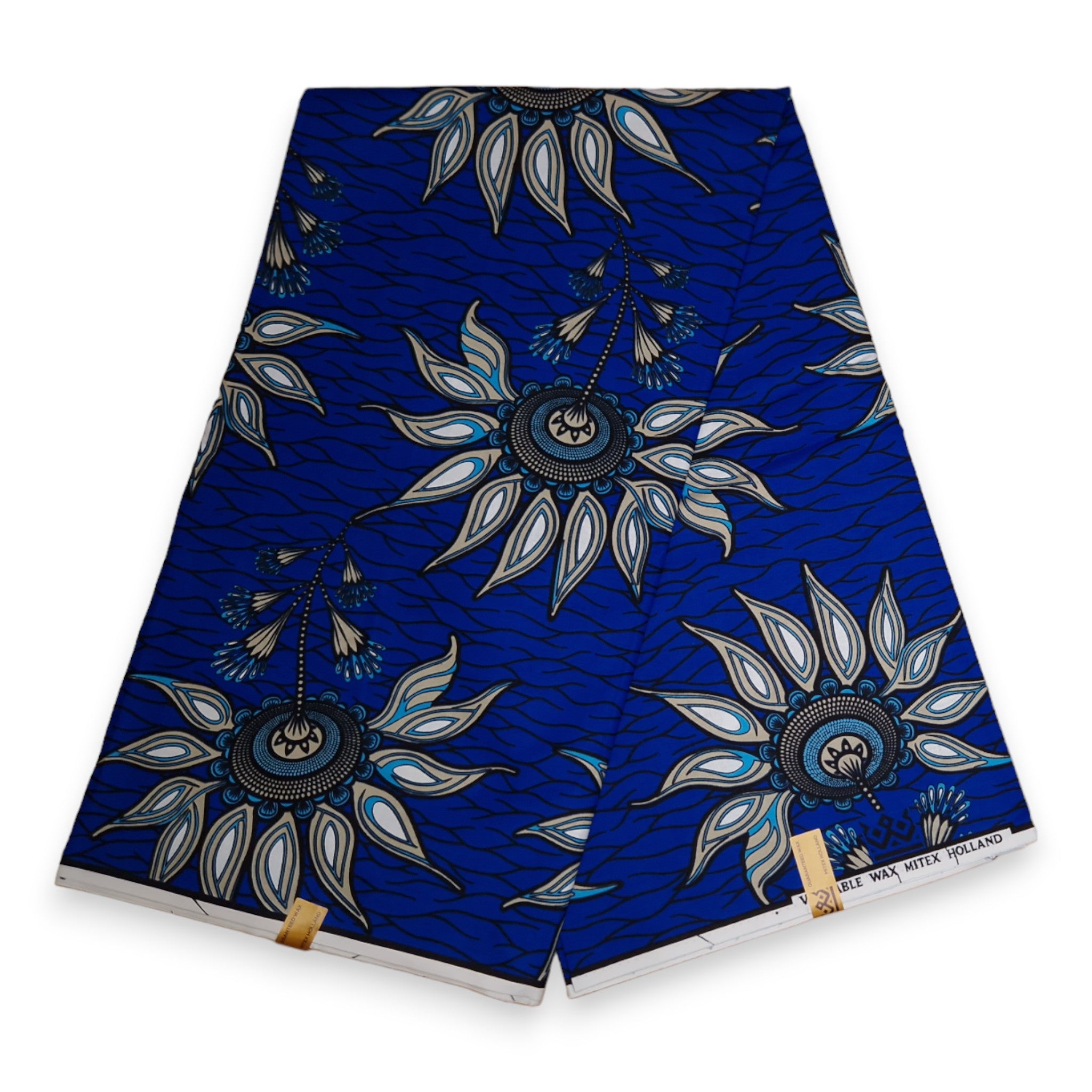 Afrikanischer Stoff - Blau Flower - 100% Baumwolle