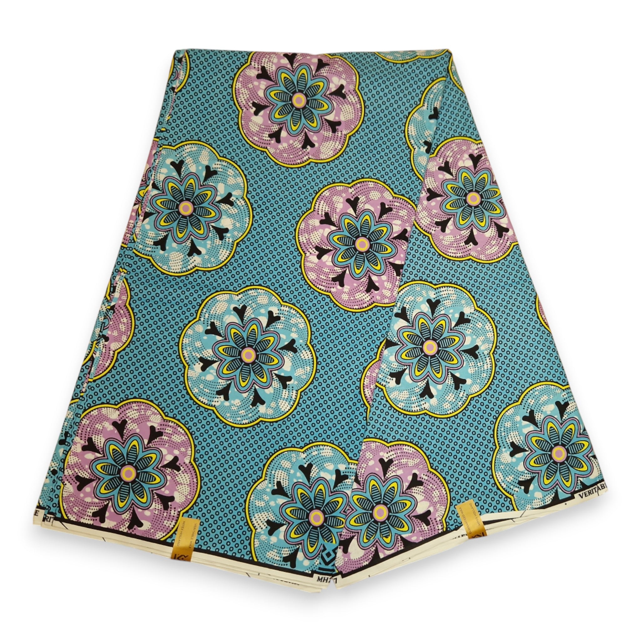 African Wax print fabric - Blue Shapes - 100% cotton