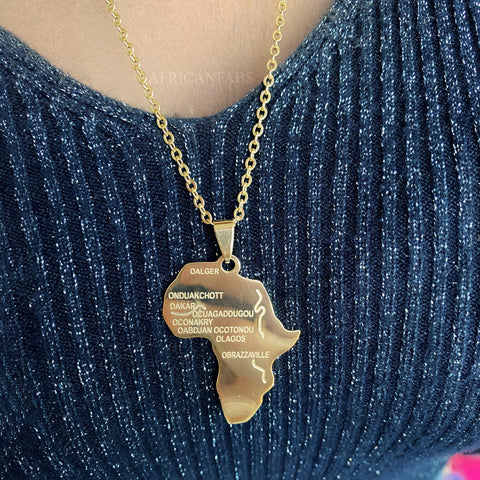 Necklace / pendant - African continent Large - Gold