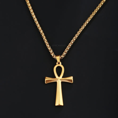 Collier en croix plaqué or véritable 18k - Carte de l'Afrique - Collier en croix