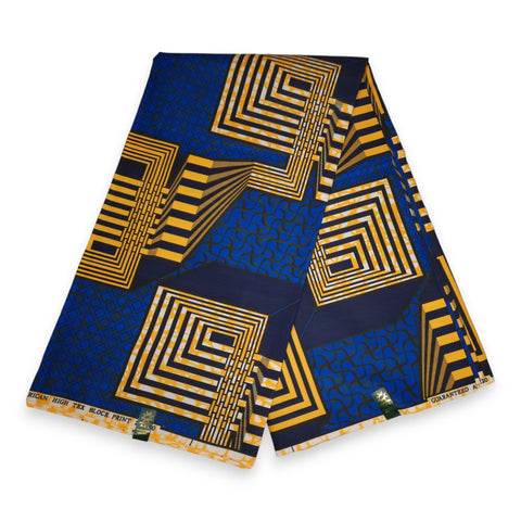 Afrikanischer Stoff - Blau Maze - Polycotton