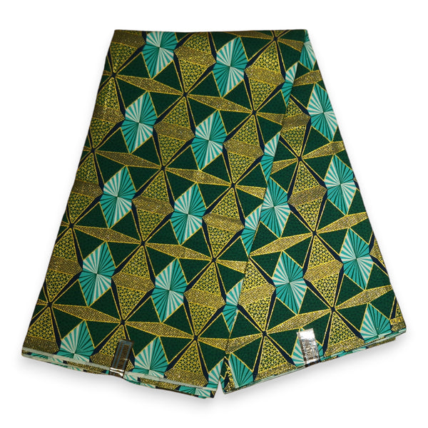 African print fabric - Exclusive Embellished Glitter effects 100% cotton - OT-3004 Gold Green