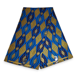 Afrikanischer Stoff - Exklusiv Verschönerte Glitzereffekte 100% Baumwolle - OT-3006 Gold Blau