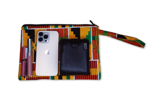 Afrikanisches Kente Print Make-up Etui / Handtasche / Federmäppchen / Stiftemäppchen - orange Kente 