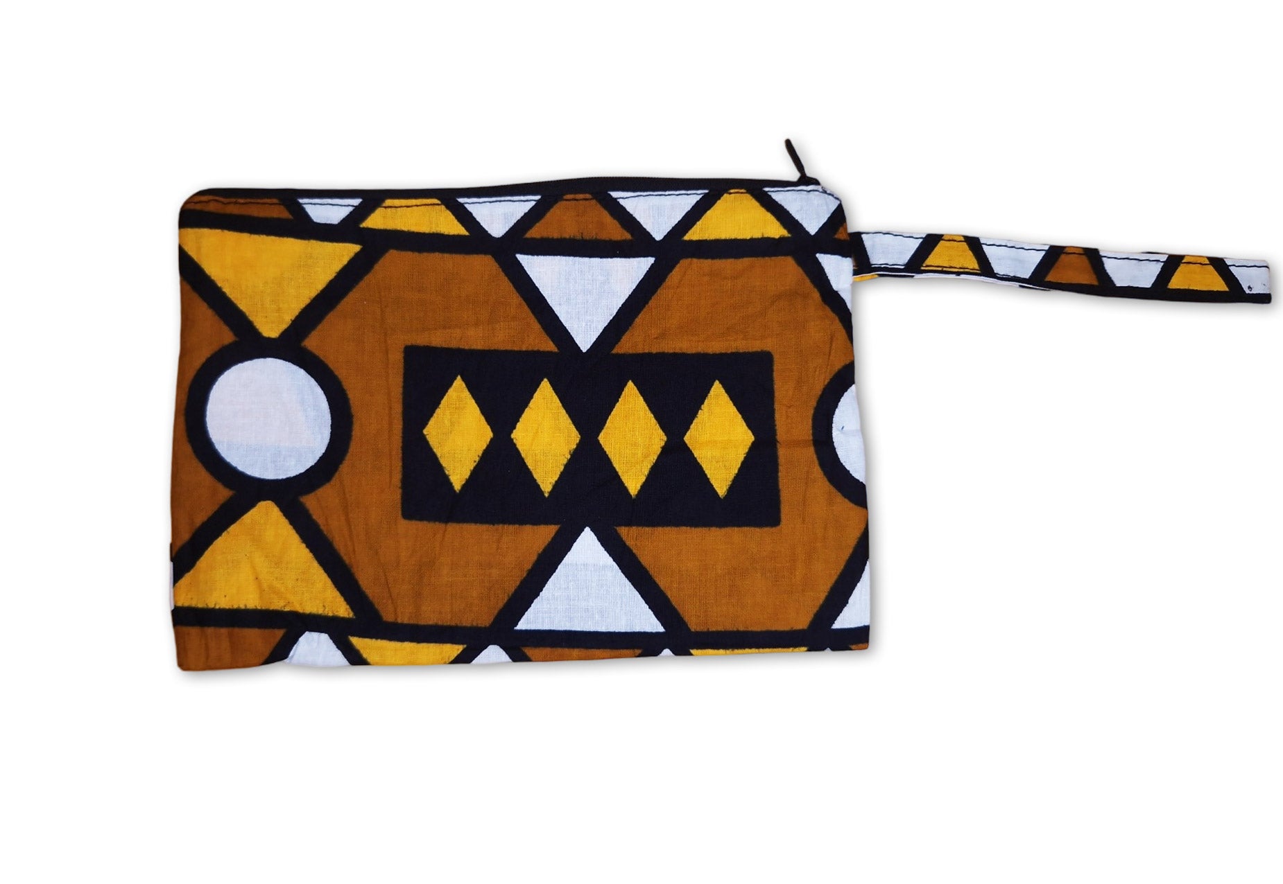 Pochettes / étuis à maquillage en imprimé africain / Trousse à crayons - Jaune moutarde Samakaka