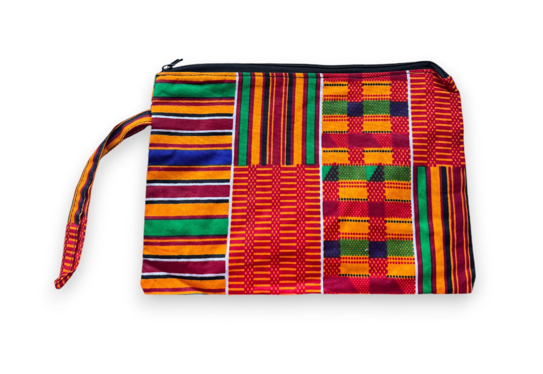 African print Makeup pouch / Pencil case / Cosmetic Bag / Coin Purse - Orange Kente 2