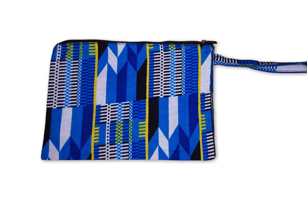 Afrikanisches Kente Print Make-up Etui / Handtasche / Federmäppchen / Stiftemäppchen - Blaue Kente