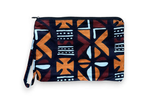 Afrikanisches Kente Print Make-up Etui / Handtasche / Federmäppchen / Stiftemäppchen - Braune Bogolane