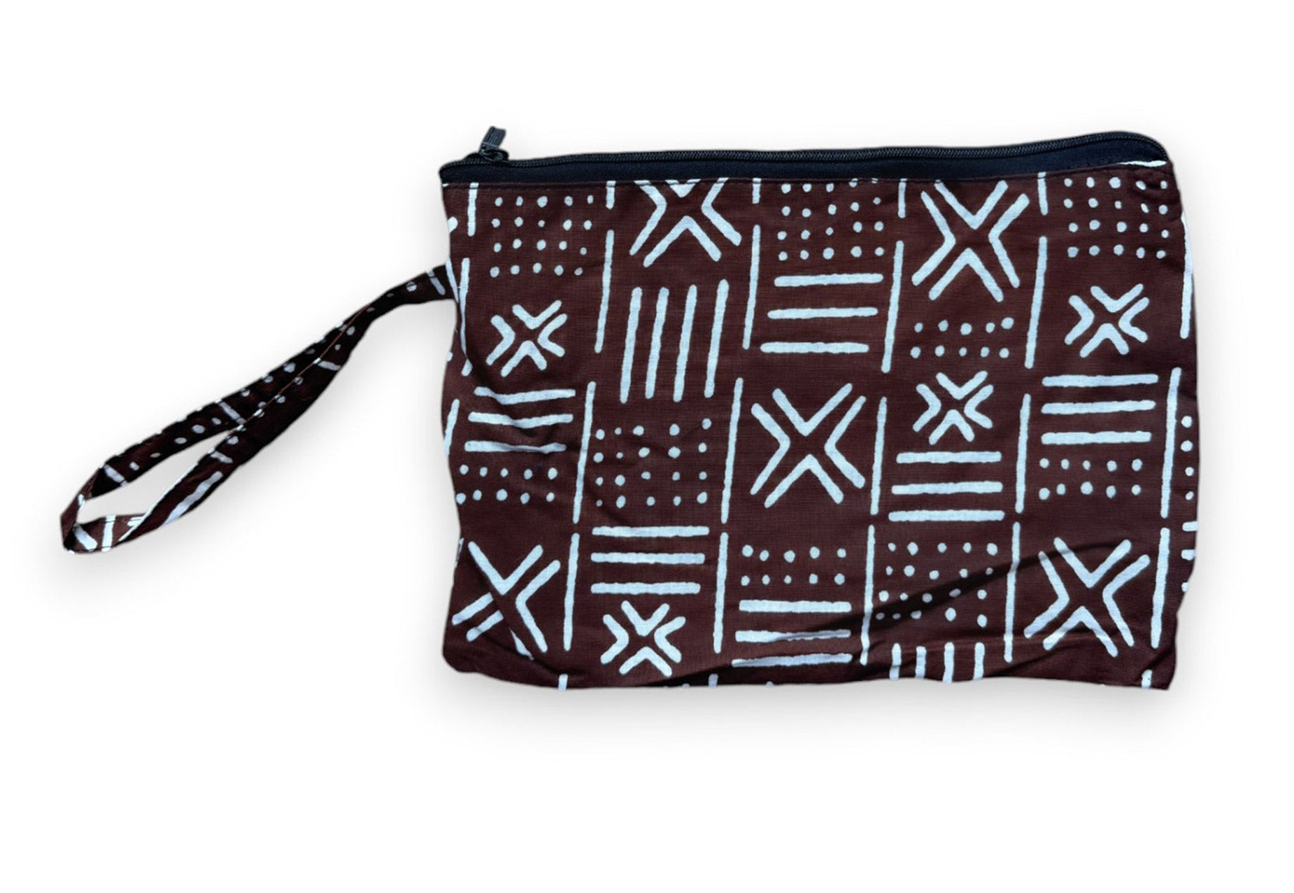 African print Makeup pouch / Pencil case / Cosmetic Bag / Coin Purse - Brown X Bogolan