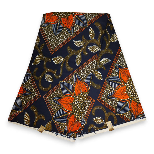 Tissu africain / tissu wax - Orange Flower - Polycoton