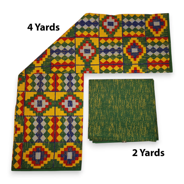 African print fabric - Two-Tone print Polycotton - 6 Yards Combination (4+2 Yards) PO-5038