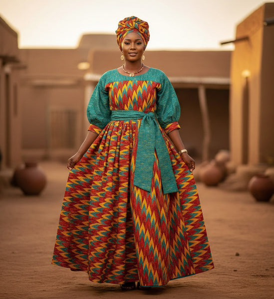 African print fabric - Two-Tone print Polycotton - 6 Yards Combination (4+2 Yards) PO-5041