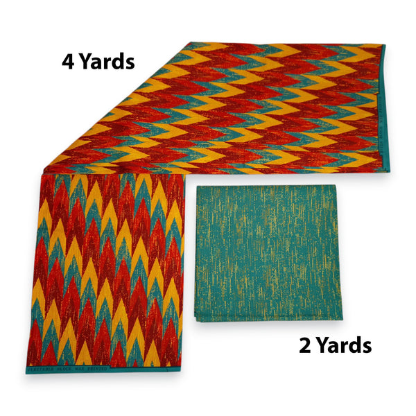 Afrikanischer Stoff - Two-Tone print Polycotton - 6 Yards Kombination (4+2 Yards) PO-5041