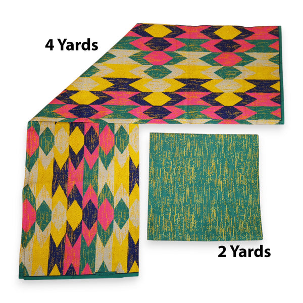 Afrikanischer Stoff - Two-Tone print Polycotton - 6 Yards Kombination (4+2 Yards) PO-5042