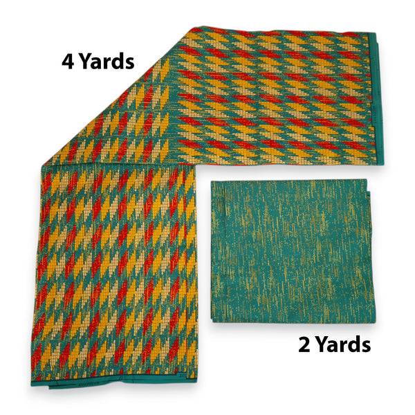 African print fabric - Two-Tone print Polycotton - 6 Yards Combination (4+2 Yards) PO-5049