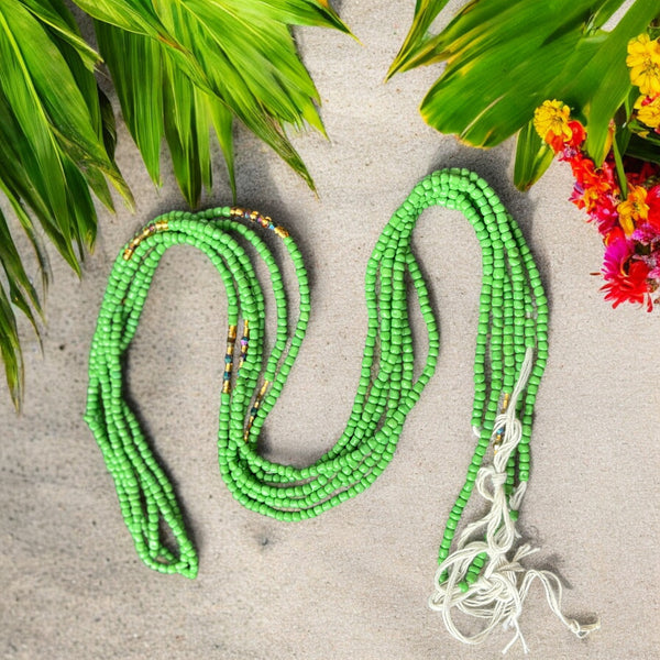 Baya Bijoux / Bine Bine / Waist Beads / Perles De Taille africaine - Ebébé - Vert / or (non élastique)